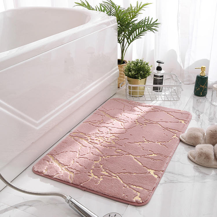 Faux Rabbit Blan+Gold Foil Bath Mat
